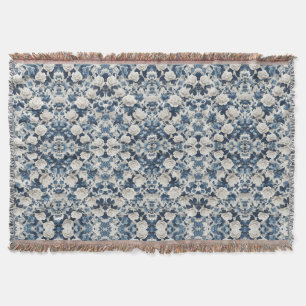 Blaues florales Damastmuster-Decke Decke