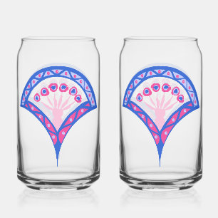 blaues florales Damastmuster Dosenglas
