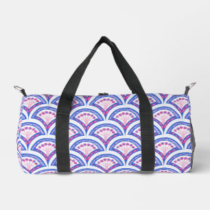 blaues florales Damastmuster Duffle Bag