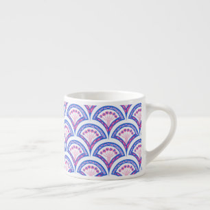 blaues florales Damastmuster  Espressotasse