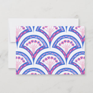 blaues florales Damastmuster Karte