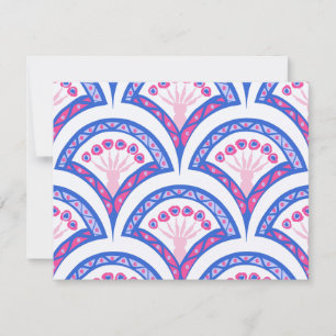 blaues florales Damastmuster Karte