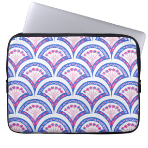 blaues florales Damastmuster  Laptopschutzhülle