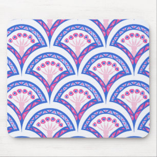 blaues florales Damastmuster Mousepad