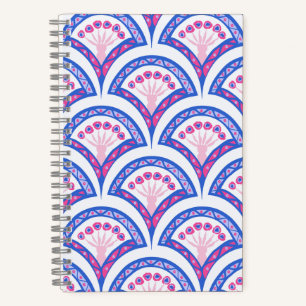 blaues florales Damastmuster Notizbuch