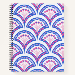 blaues florales Damastmuster Notizbuch