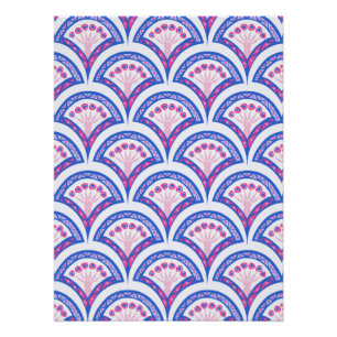 blaues florales Damastmuster Poster