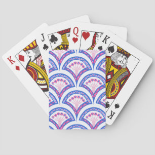 blaues florales Damastmuster Spielkarten