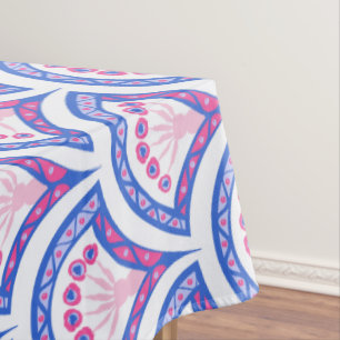 blaues florales Damastmuster Tischdecke