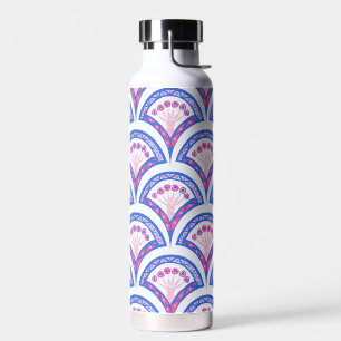 blaues florales Damastmuster Trinkflasche