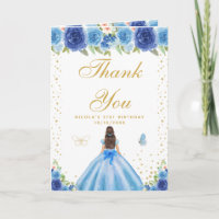 Blaues Florales Geburtstagsbild Mädchen mit braune