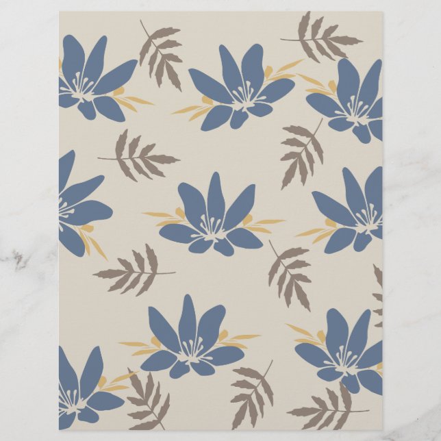 Blaues florales Scrapbook-Papier: (Vorderseite)