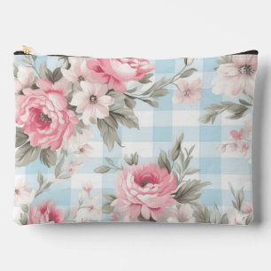Blaues florales Shabby-Chic-Muster Zubehörtasche