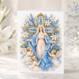 Blaues Florales Unsere Liebe Frau Königin des Himm Karte