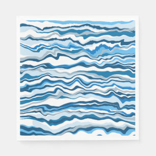 Blaues Fluid Art Marmor Pour Painting Striping Serviette