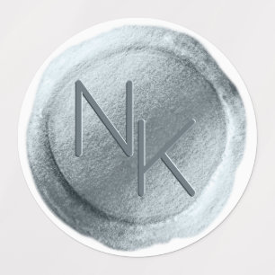 Blaues Foil-Wachs-Siegel-Initials Hochzeitmongramm Etiketten