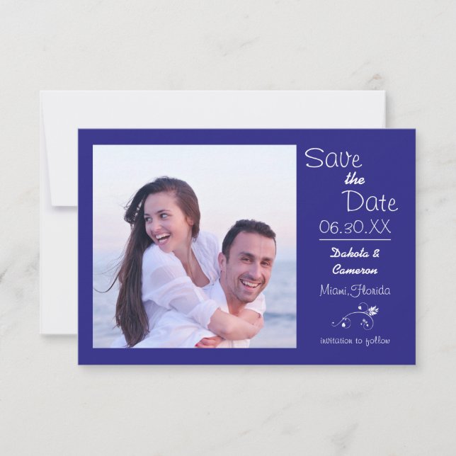Blaues Foto Horizontal - 3x5 Save the Date (Vorderseite)