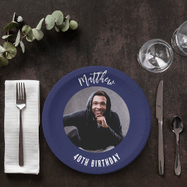 Blaues Foto Pappteller