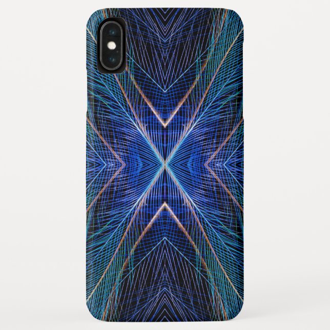 Blaues Fraktal-Feder-Design Case-Mate iPhone Hülle (Rückseite)