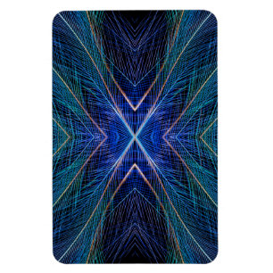 Blaues Fraktal Feder Design Magnet