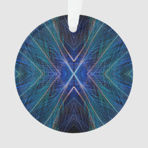 Blaues Fraktal-Feder-Design Ornament