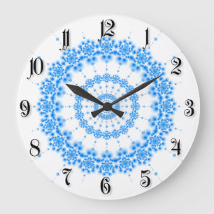 Blaues Fraktal Große Wanduhr