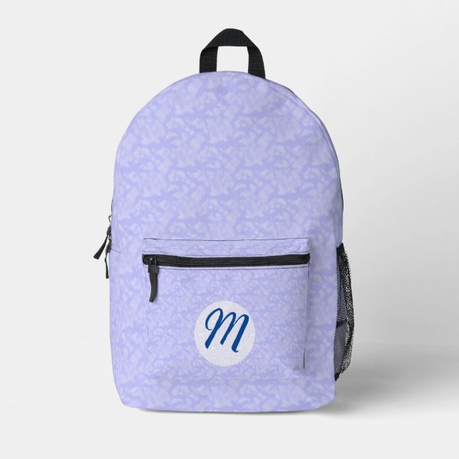 Blaues Fraktal mit Mit Monogramm Initialzündung Bedruckter Rucksack (Vorderseite)