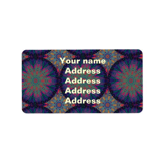 Blaues Fraktal Muster Adressaufkleber (Vorne)