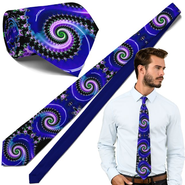 Blaues Fraktal-Spiralmuster - Modern Mathematisch Krawatte (Von Creator hochgeladen)