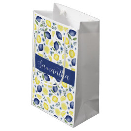Blaues französisches Land-Limonen-Muster Monogramm Kleine Geschenktüte