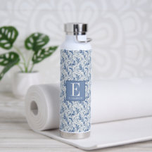 Blaues französisches Land-Toile-Monogramm-Muster