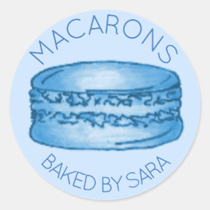 Blaues französisches Macaron-Cookie, von hausgemac Runder Aufkleber