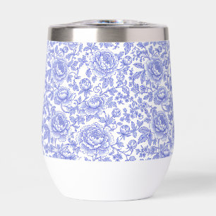 Blaues französisches Toile-Blumenmuster