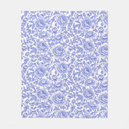 Blaues französisches Toile-Blumenmuster Fleecedecke
