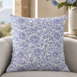 Blaues französisches Toile-Blumenmuster Kissen