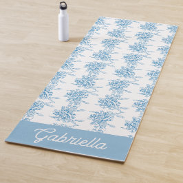 Blaues französisches Toile-Blumenmuster Name Yogamatte