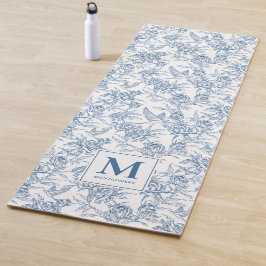 Blaues französisches Toile de Jouy Blumenmuster Mo Yogamatte