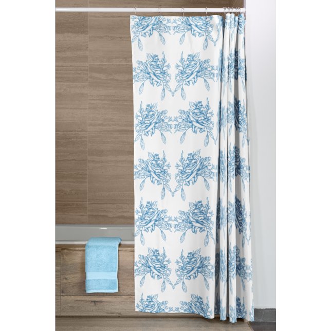 Blaues französisches Toile-Muster Duschvorhang (Von Creator hochgeladen)
