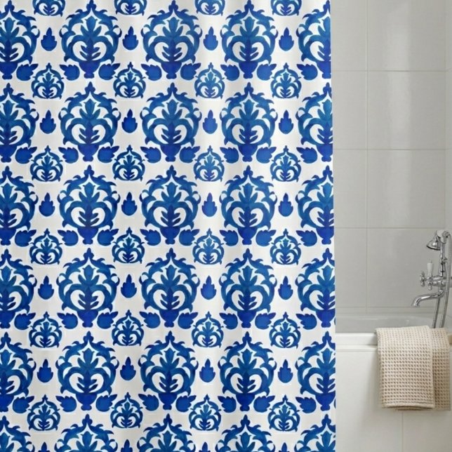 Blaues französisches Toile-Muster Duschvorhang (Von Creator hochgeladen)