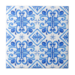 Blaues französisches Toile-Muster Fliese