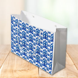 Blaues französisches Toile-Muster Große Geschenktüte