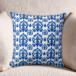 Blaues französisches Toile-Muster Kissen