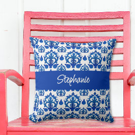 Blaues französisches Toile-Muster  Kissen