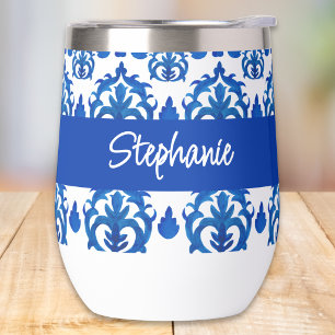 Blaues französisches Toile-Muster Monogramm Name