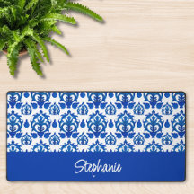 Blaues französisches Toile-Muster Monogramm Name