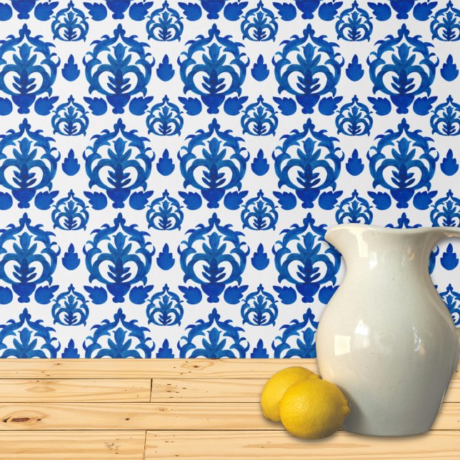 Blaues französisches Toile-Muster Tapete (Von Creator hochgeladen)