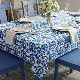 Blaues französisches Toile-Muster Tischdecke