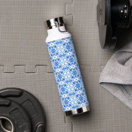 Blaues französisches Toile-Muster Trinkflasche