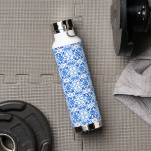 Blaues französisches Toile-Muster Trinkflasche