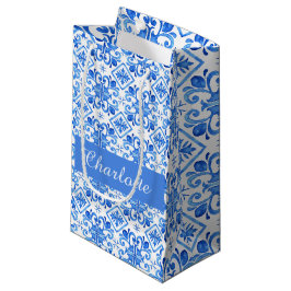 Blaues französisches Toile-Mustername  Kleine Geschenktüte